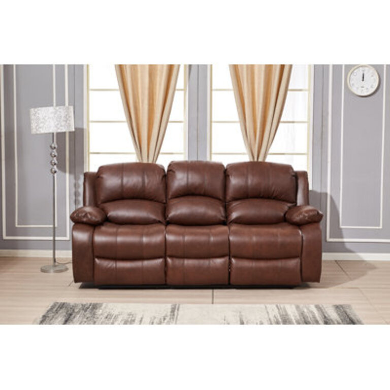 Convergent 85'' Faux Leather Pillow Top Arm Reclining Sofa Upholstery Color: Whiskey, Reclining Type: Manual