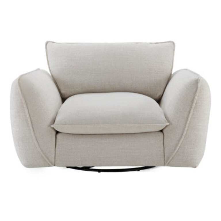 Tony 50'' Wide Upholstered Swivel Armchair Fabric: Nathan Wheat Performance Tweed