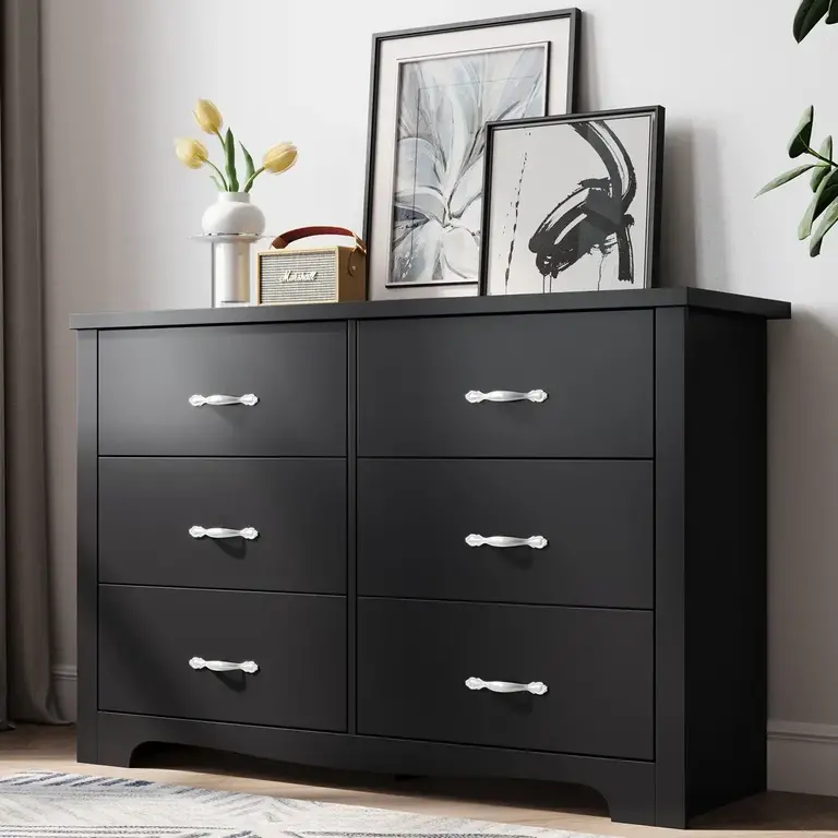 Antasek 6 Drawer 47.2'' W Double Dresser Color: Black