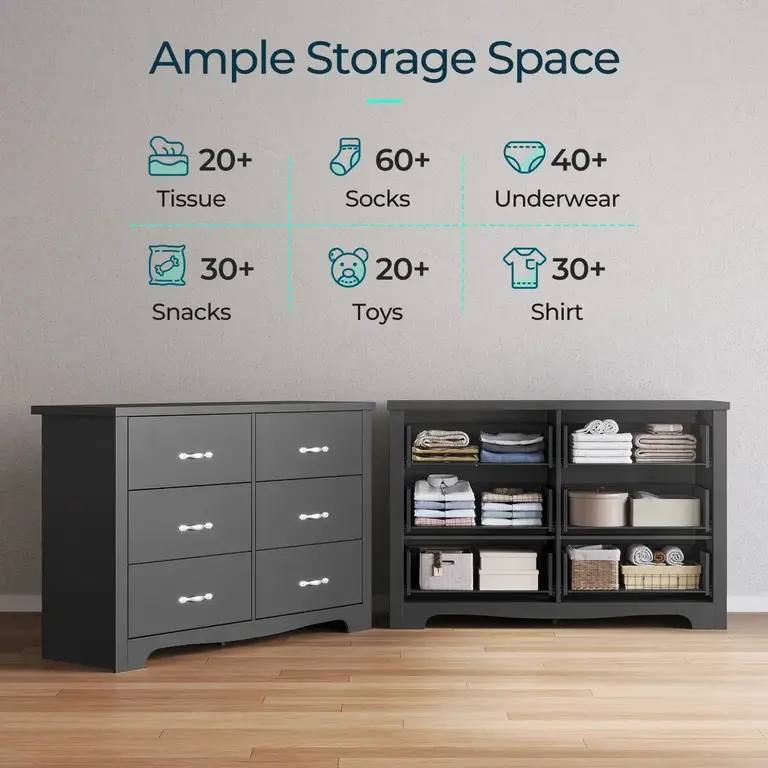 Antasek 6 Drawer 47.2'' W Double Dresser Color: Black