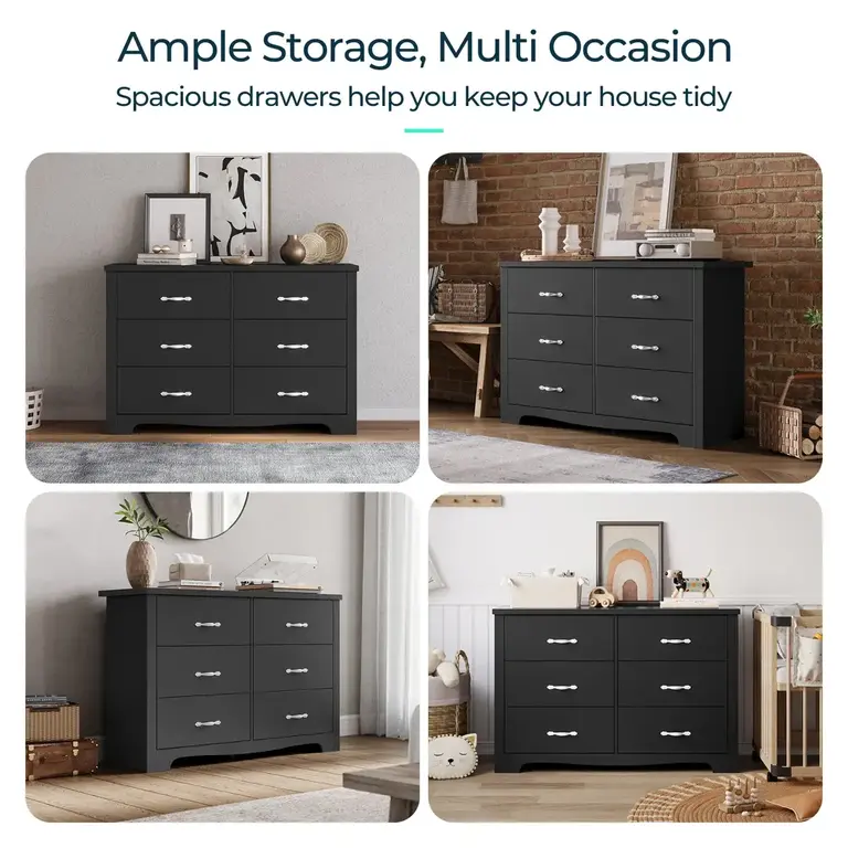 Antasek 6 Drawer 47.2'' W Double Dresser Color: Black