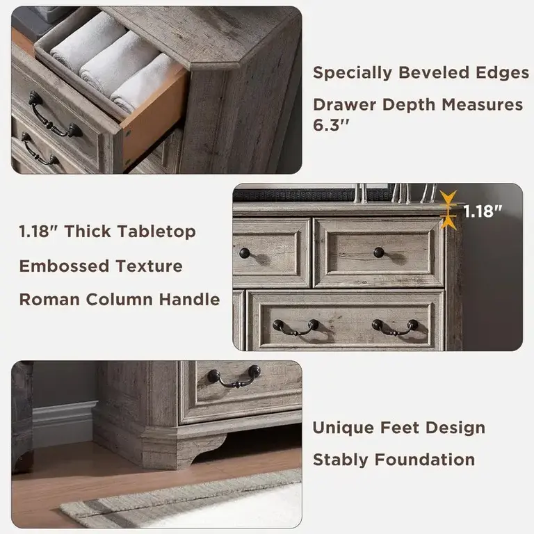 Armaan Vintage Farmhouse 7 Drawers Dresser Color: Light Rustic Oak