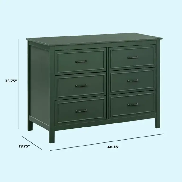 Charlie 6 Drawer 46.625" W Double Dresser Color: Forest Green
