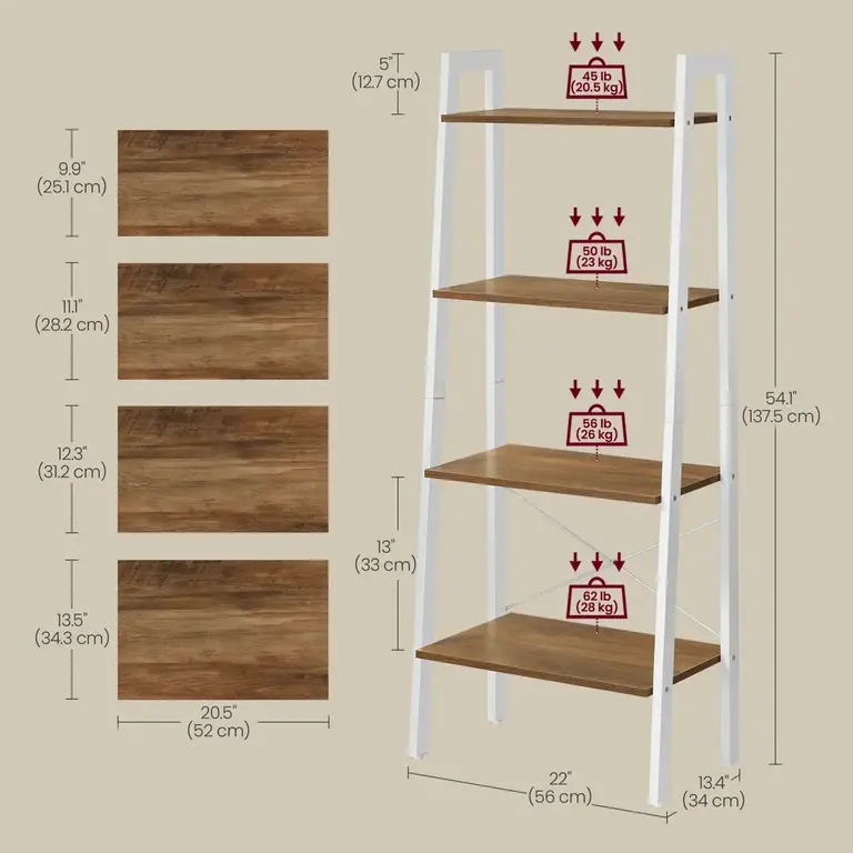 Parikh 54" H x 22.1" W Steel Etagere Bookcase Color: White/Rustic Brown