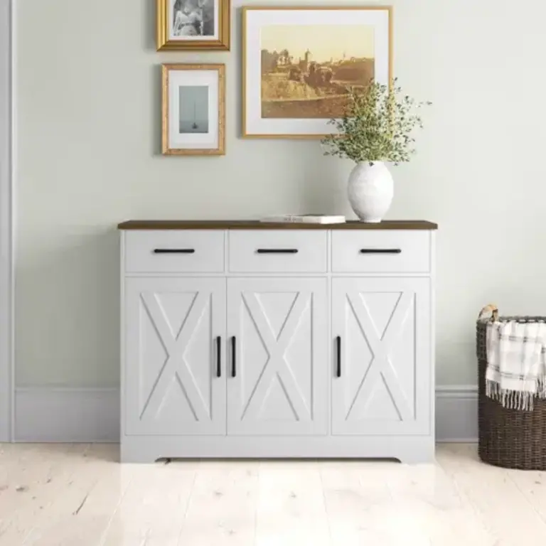 Tahara 42.5" Wide 3 Drawer Sideboard Color: Dark Brown