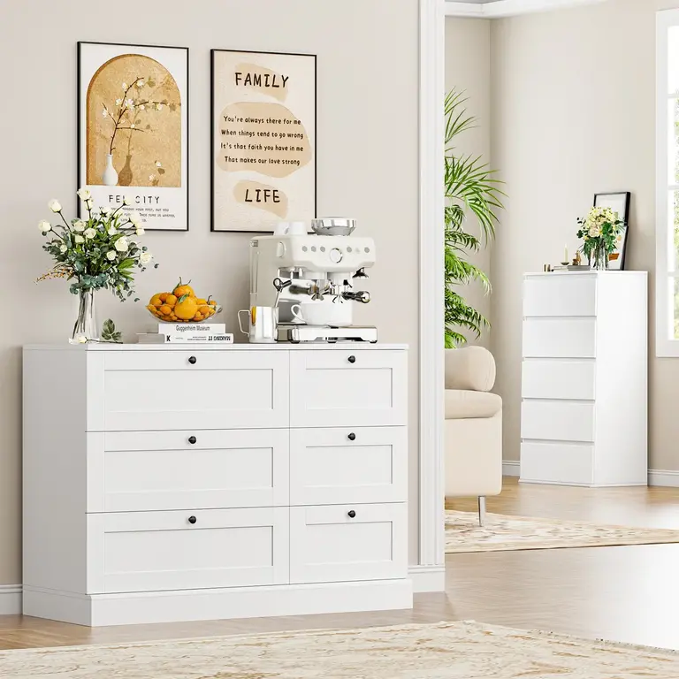 Beckwourth 6 Drawer 43.31" W Double Dresser Color: White