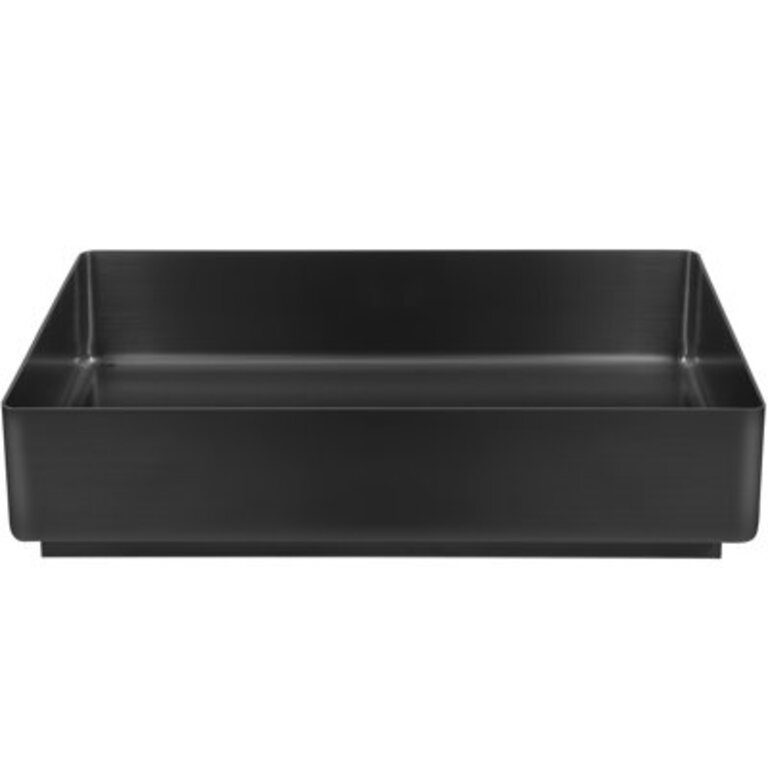 Matte Black Stainless Steel Rectangular Vessel Bathroom Sink Sink Finish: Graphite Black