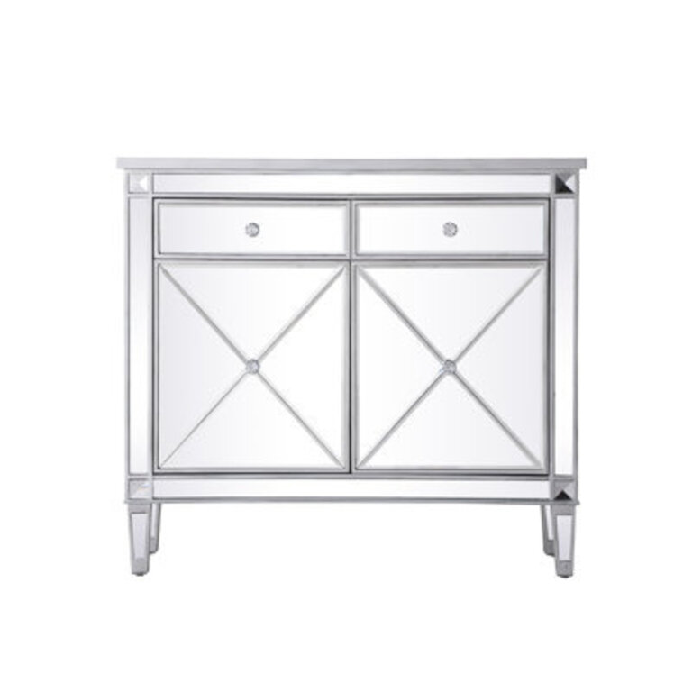 Cosmo 2 Door Mirrored Accent cabinet Color: Silver