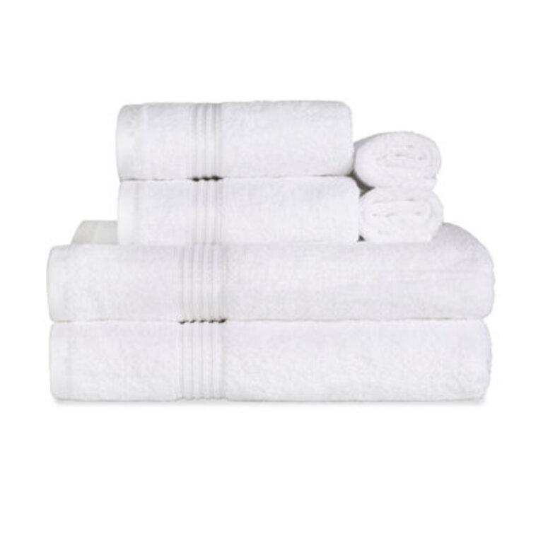 Oleg 600 GSM 6 Piece Egyptian-Quality Cotton Towel Set Color: White