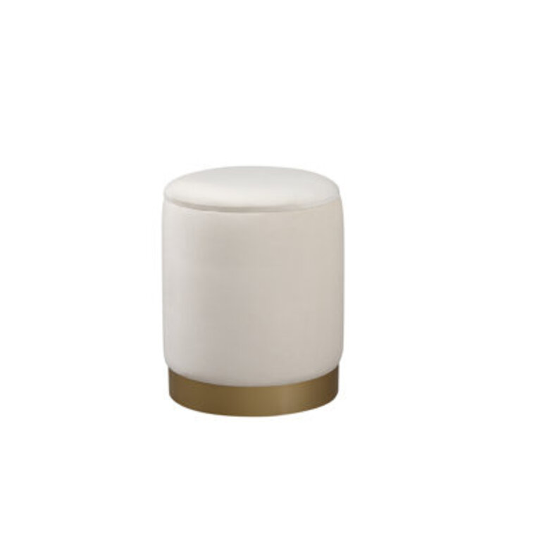 Aurora 14" Wide Round Storage Ottoman Fabric: Beige