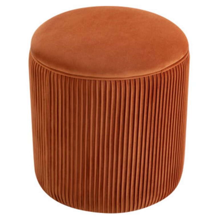 Terri Wide Velvet Round Pouf Ottoman Upholstery Color: Pumpkin