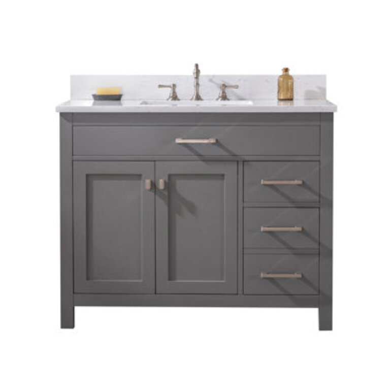 Atencio 42" Single Bathroom Vanity Set Base Finish: Gray, Hardware Finish: Brushed Nickel