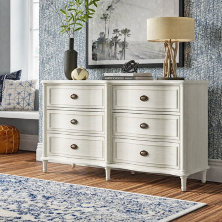 Watson 6 Drawer 64" W Solid Wood Double Dresser Color: Cream