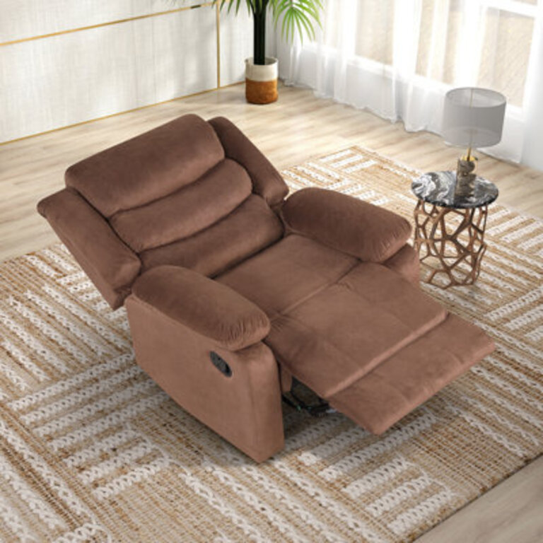 37.4'' Wide Classic Overstuffed and Soft Manual Recliner Upholstery Color: Brown