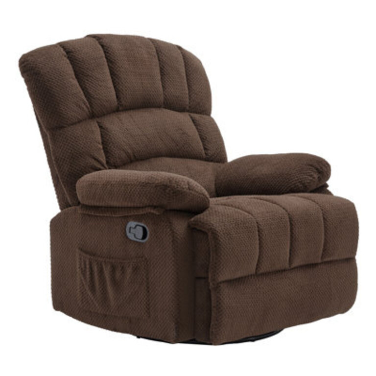 Breasha 39.7" Wide Manual Upholstered Swivel Rocker Recliner Body Fabric: Dark Brown 100% Polyester
