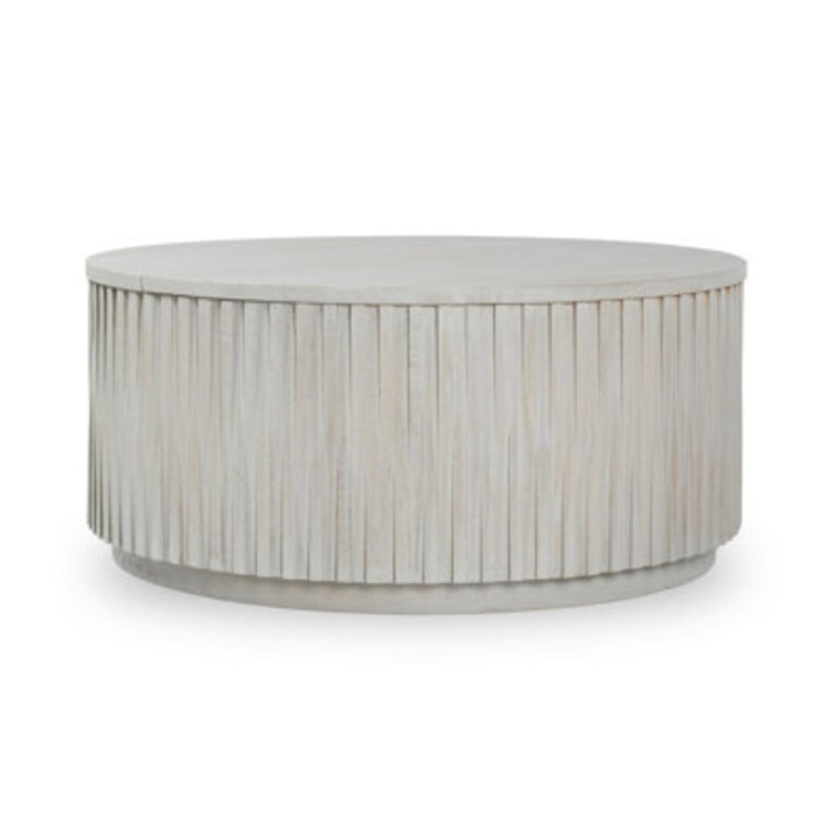 Sylvia Solid Wood Drum Coffee Table with Storage