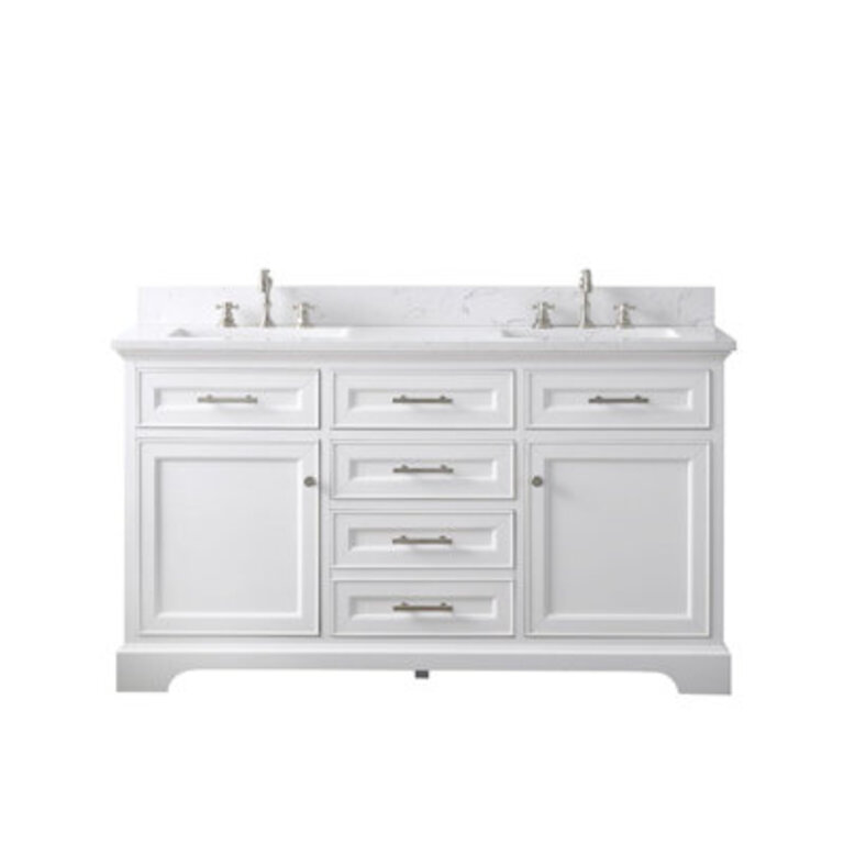 Currahee 60" Double Bathroom Vanity Set Base Finish: White