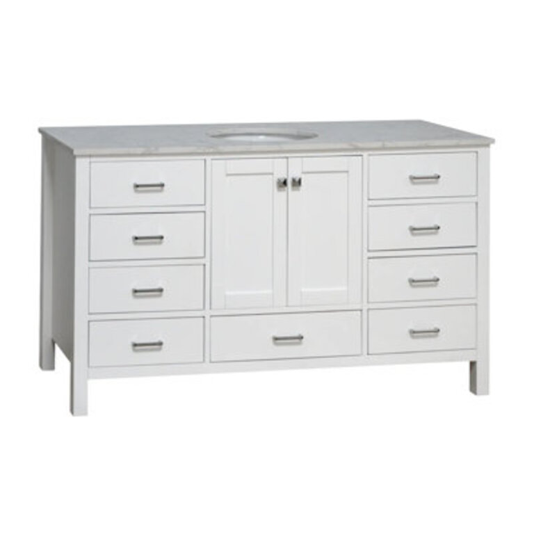 Siem 60" W x 23'' D x 35'' H Single Bathroom Vanity Base Finish: White, Top Finish: Engineered Carrara
