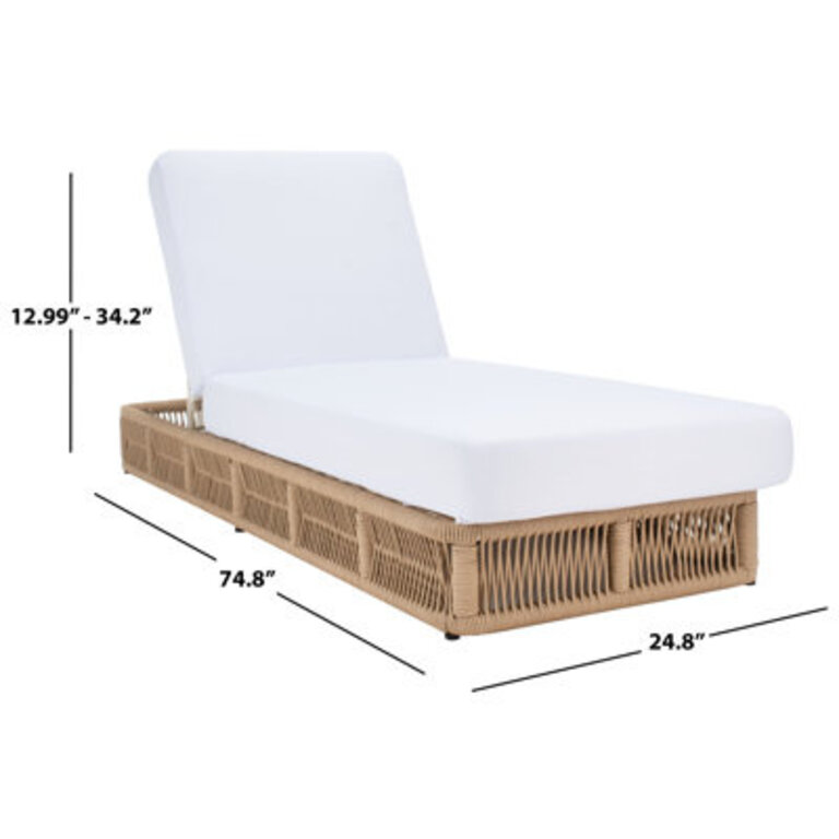 Langley Outdoor Chaise Lounge Color: Tan Frame/White Cushion