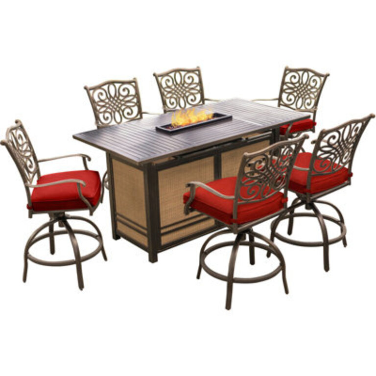 Carleton Outdoor Dining Barstools Set of 4 Cushions Cushion Color: Red