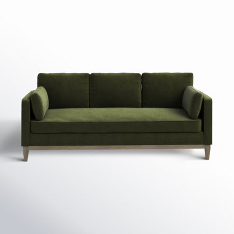 Pera 84'' Upholstered Sofa Fabric: Olive Green Velvet