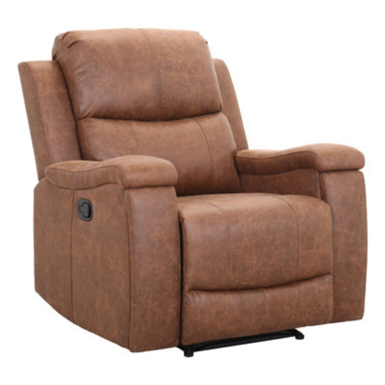 Ilkeston 37" Wide Cognac Leather Manual Recliner Chair with Built-in Cup Holder Upholstery Color: Brown