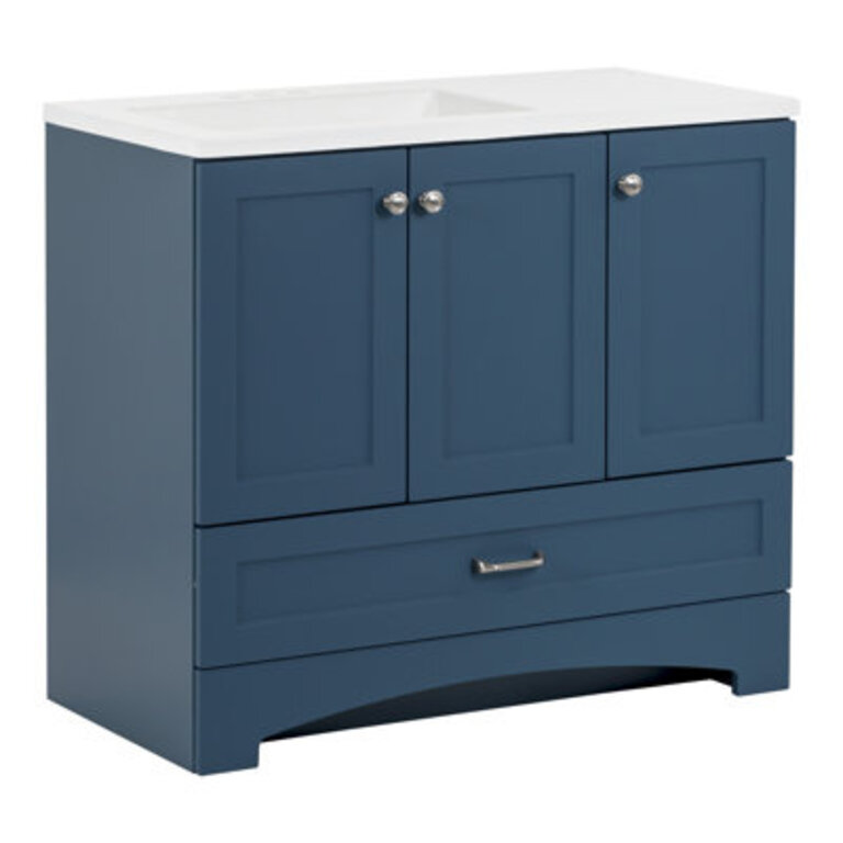 Emlyn 36" Single Bathroom Vanity with 2 Cabinets, 1 Drawer, and Cultured Marble Vanity Top Base Finish: Admiral Blue
