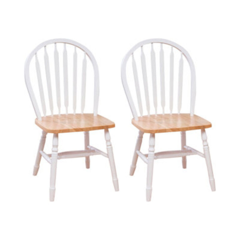 Tolman Solid Wood Windsor Back Side Chair Color: White/Natural (Set of 2)