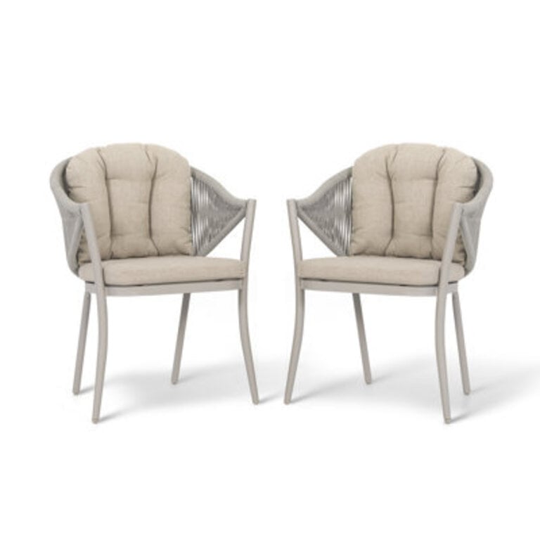 Vesa Patio Dining Armchair with Cushion Color: Beige