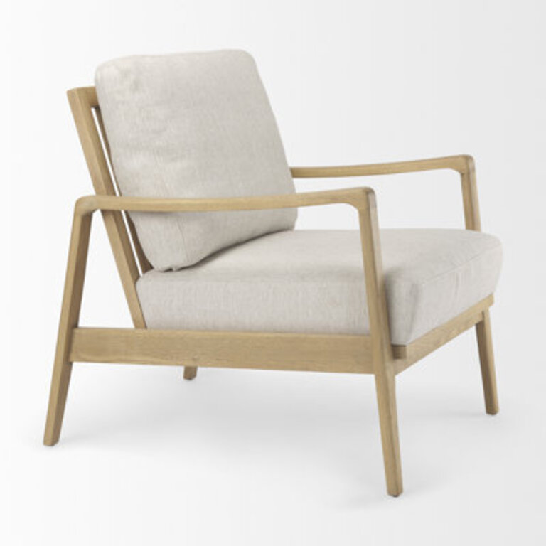 Raeleigh 28.0L X 34.1W X 34.4H Cream Fabric W/Light Brown Wood Accent Chair