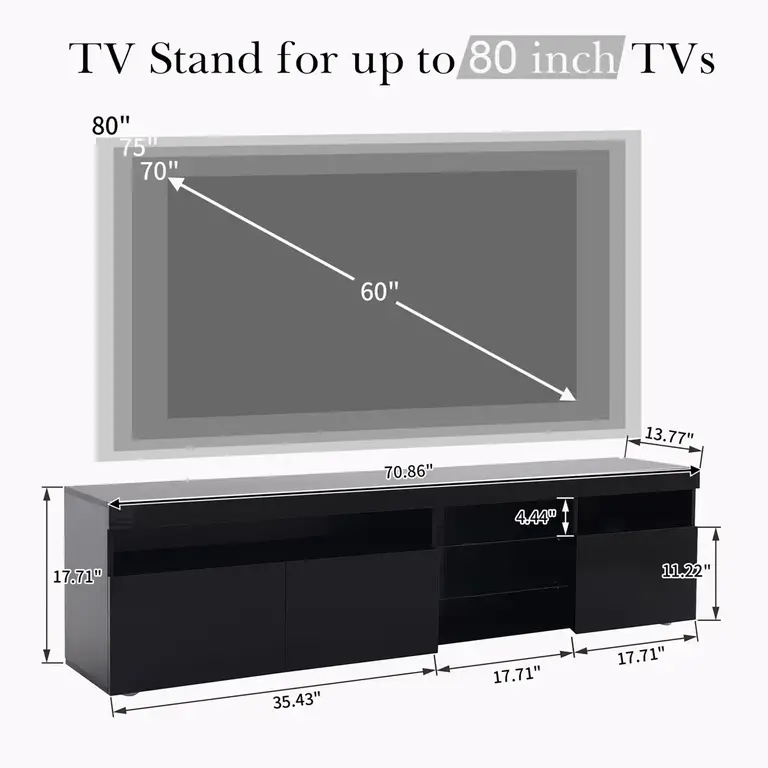 Modern Design TV Stands For Tvs Up To 80'' Color: White