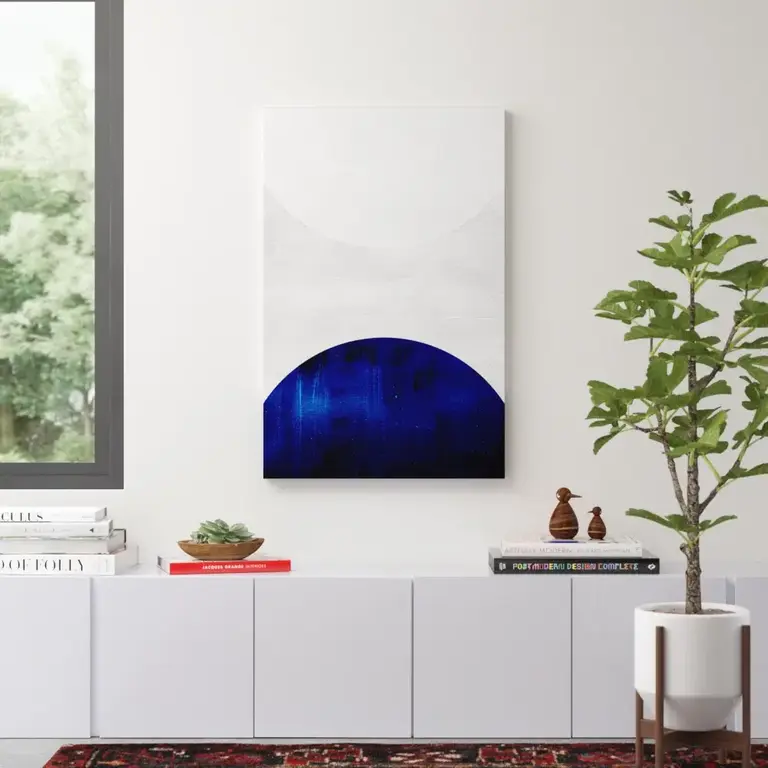 White and Cobalt by LEEMO - Wrapped Canvas Graphic Art Print Size: 60" H x 40" W x 1.5" D