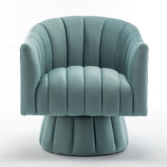 Murrow 28 W Tufted Velvet Swivel Barrel Chair