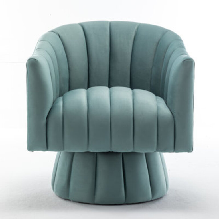 Murrow 28 W Tufted Velvet Swivel Barrel Chair