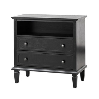 Amberlyn 282W Traditional 2-Drawer Nightstand with Charging Station and Solid Wood Legs and Open Shelf