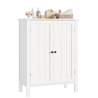 Olender 315H Freestanding Bathroom Cabinet White wood Storage Cabinet With Adjustable Shelves