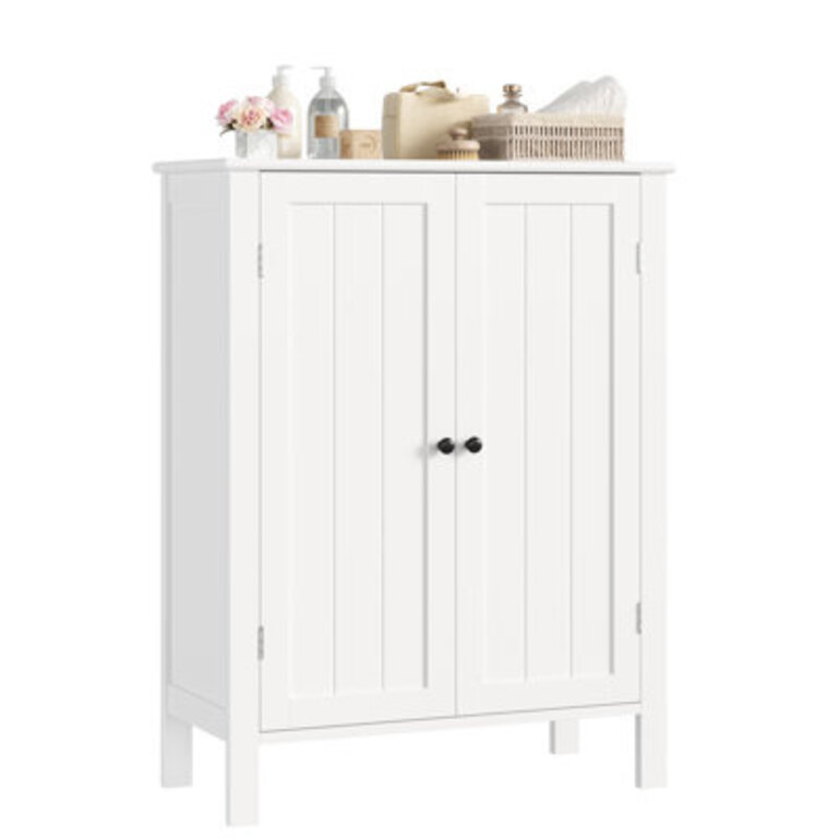 Olender 315H Freestanding Bathroom Cabinet White wood Storage Cabinet With Adjustable Shelves