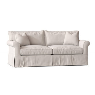 Amari 84 Rolled Arm Slipcovered Sleeper Sofa with Reversible Cushions