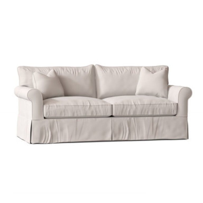 Amari 84 Rolled Arm Slipcovered Sleeper Sofa with Reversible Cushions