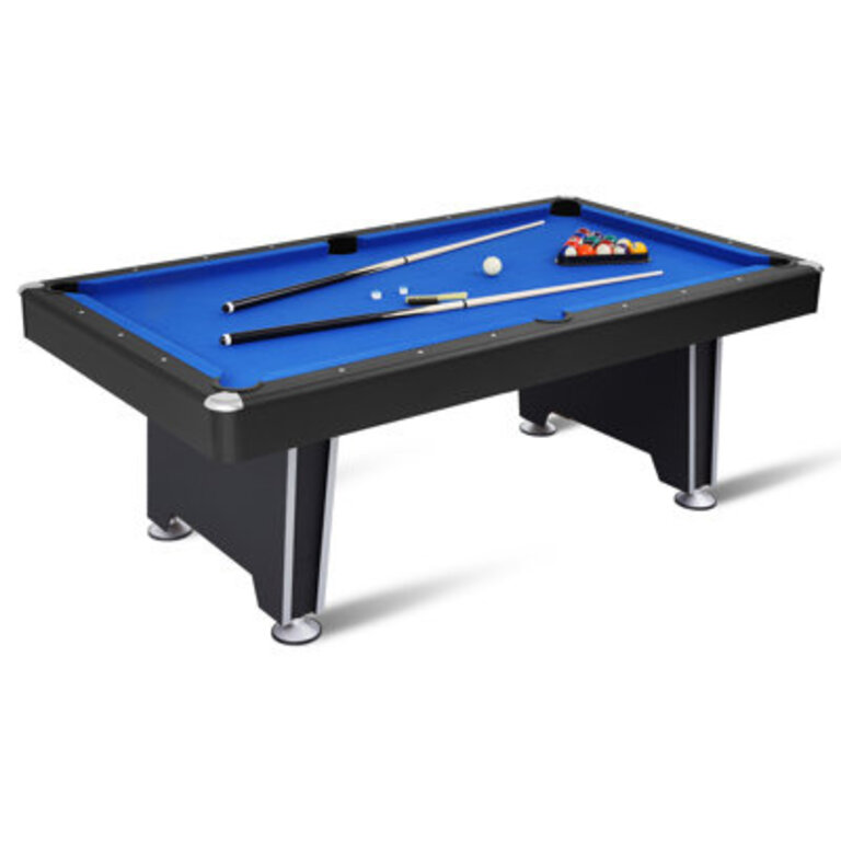 RayChee 84 Pool Table Modern Billiard Table with with 2 Cue Sticks 16 Balls Triangle Chalk Brush and Leg Levelers