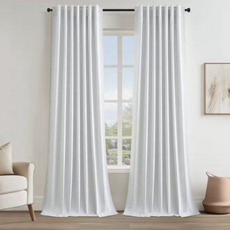 Dennan 100 Blackout Thermal Insulated Linen DrapesBack Tab Hooks Drapes Set of 2With Hooks