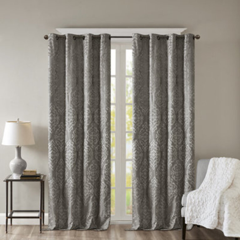 Mirage Damask Total Blackout Thermal Grommet Single Curtain Panel