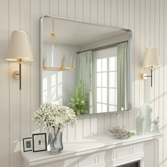 Aevar High-Strength Tempered Glass and Aluminum Alloy Framed French Cleat Mounted Wall Decor Bathroom Vanity Mirror with 5-Year Warranty