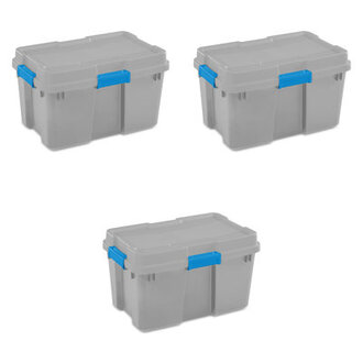 Sterilite 30 Gal Gasket Tote Stack Storage Latch Lid Bins Tight Seal Container Organize Basement