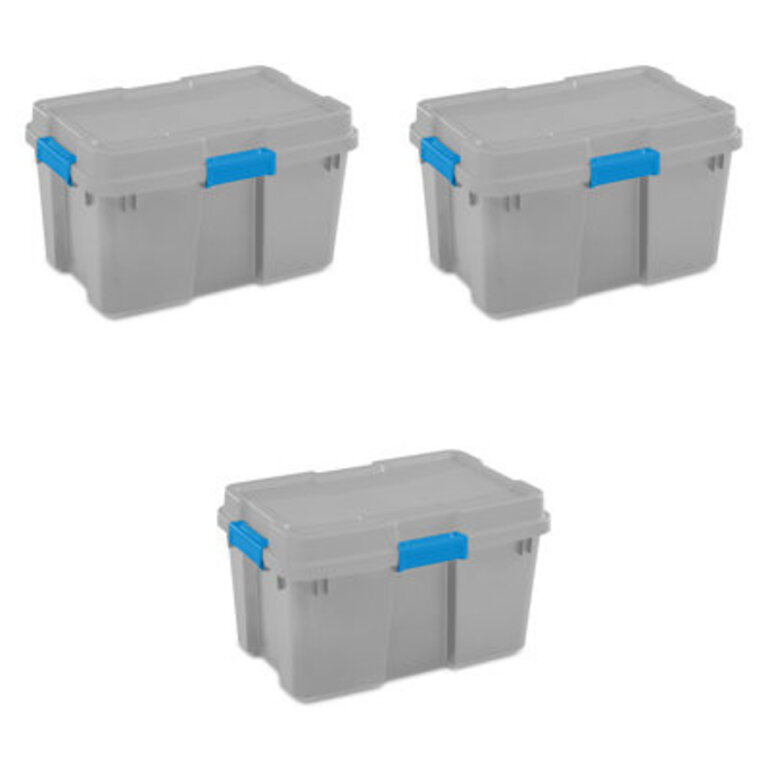 Sterilite 30 Gal Gasket Tote Stack Storage Latch Lid Bins Tight Seal Container Organize Basement