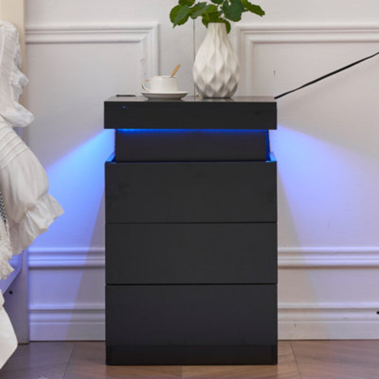 Reinert LED Nightstand with Charging Station