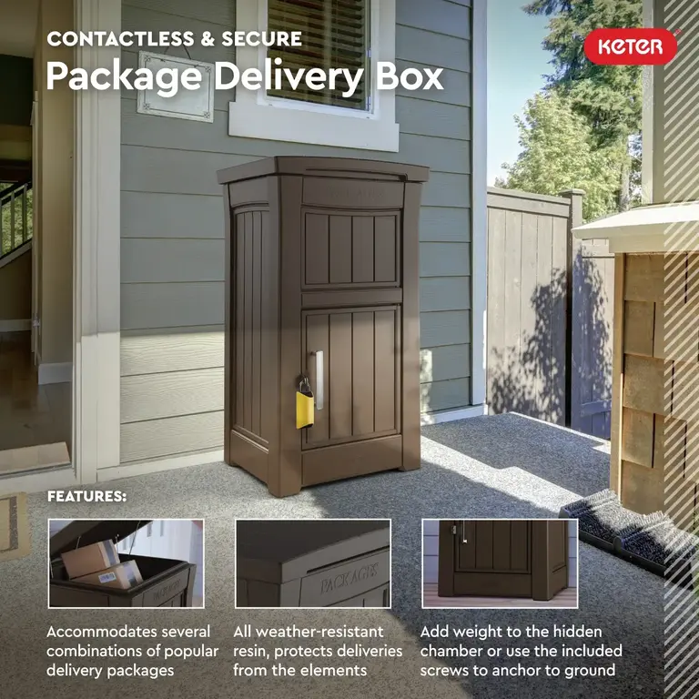 Keter Secure Package Delivery Lockable Box For Porch Or Office with Secure Storage Compartment