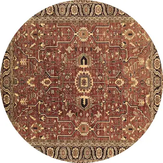 Oriental Machine Woven Area Rug in Brown/Black Rug Size: Round 7'