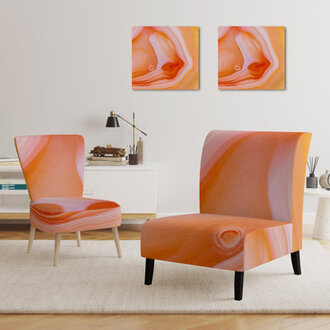 Mineral Orange Agate - Mid-Century Upholstered Slipper Chair