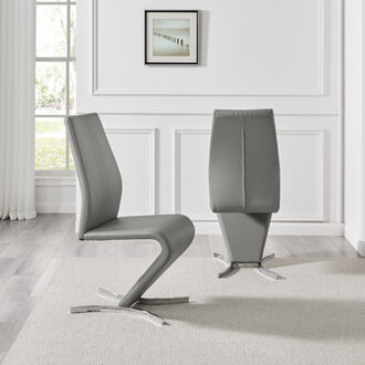 Wilhelm Faux Leather Chrome Feet 'Z' Leg Dining Chairs Modern Design Upholstery Color: Elephant Gray